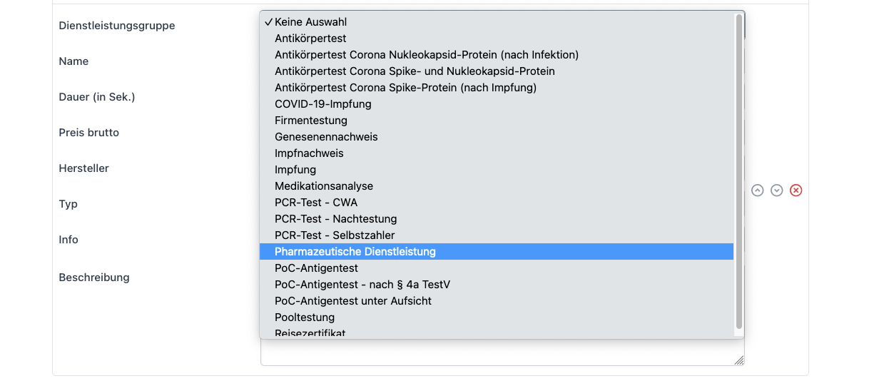 Auswahl Pharmazeutische Dienstleistung